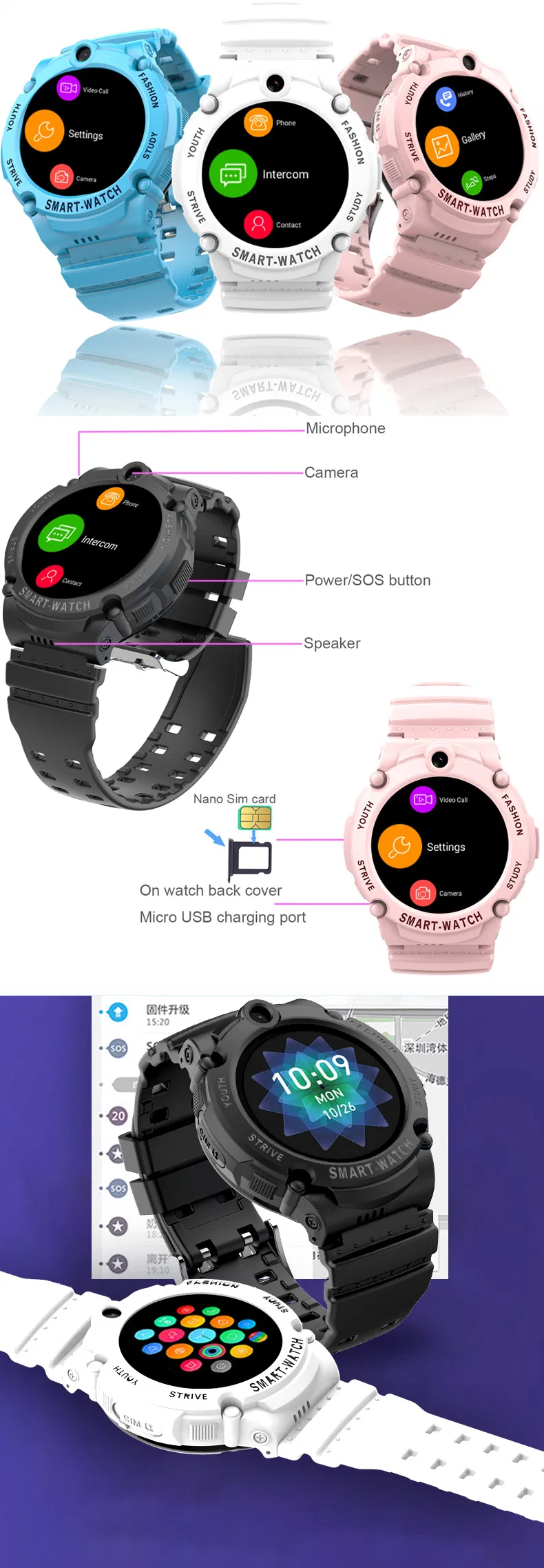 Hot sale OEM 4G IP67 waterproof Personal Wearable Watch Kids GPS Tracking Device with Block unknown numbers Video call