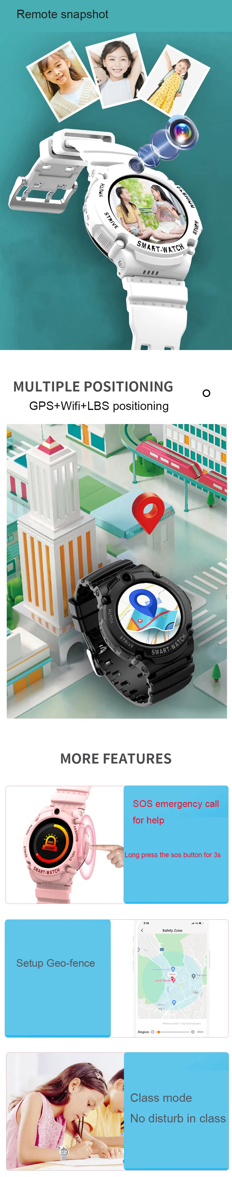 Hot sale OEM 4G IP67 waterproof Personal Wearable Watch Kids GPS Tracking Device with Block unknown numbers Video call