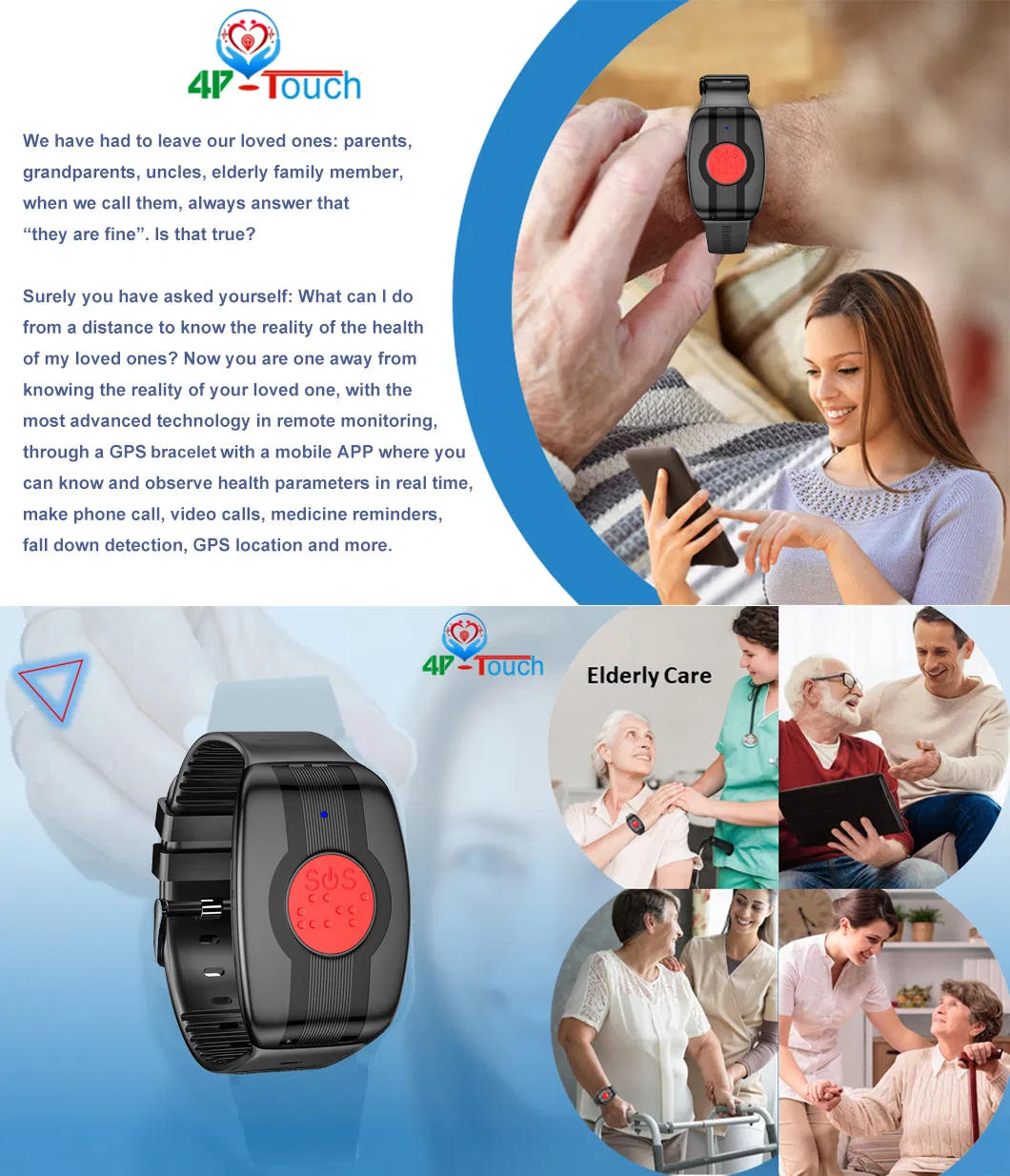 IP67 Waterproof 4G LTE Fall down alert GPS tracker device for Elderly Take off Alarm Heart Rate Blood Pressure body temperature Y6 Ultra