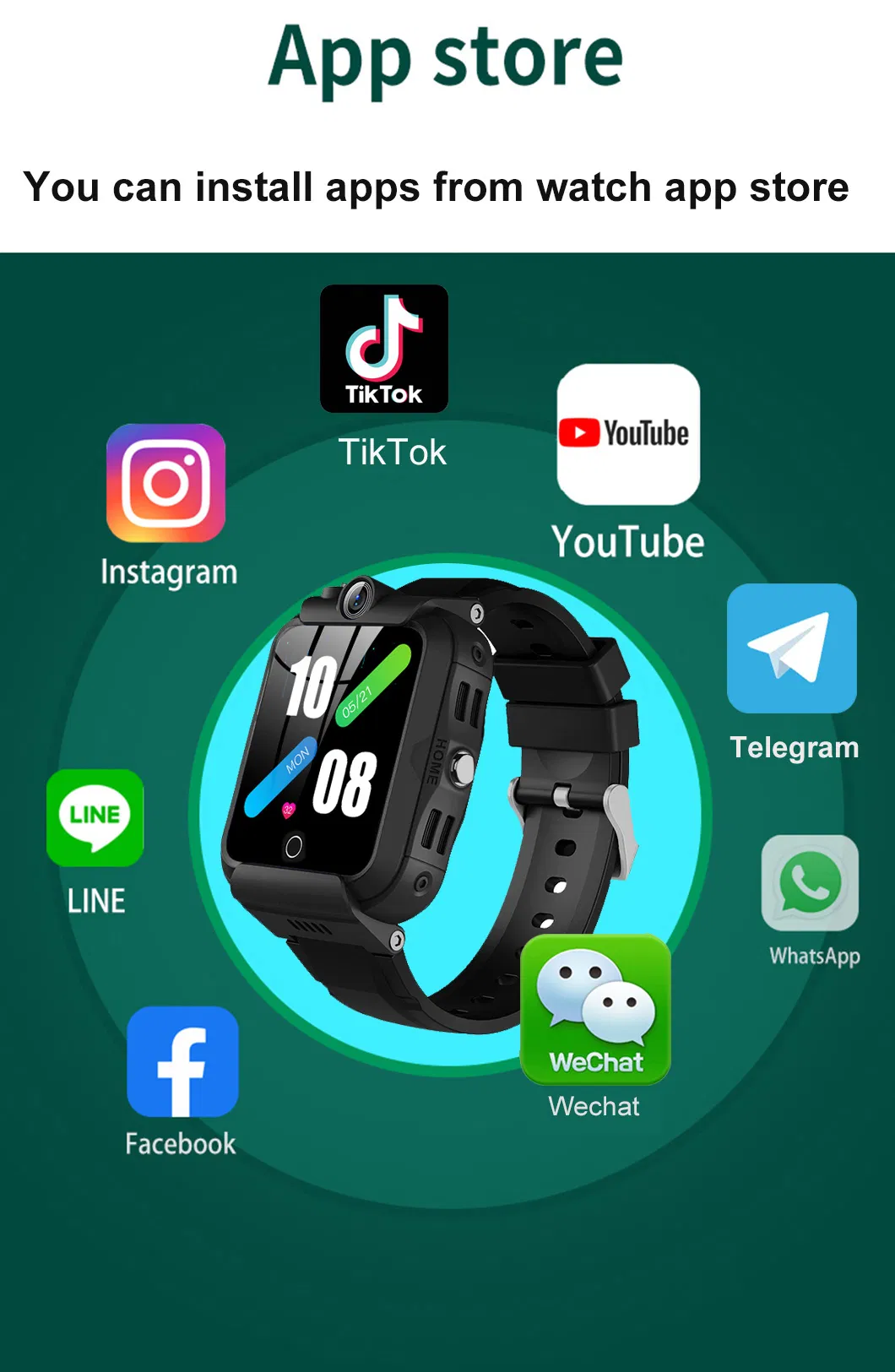 New Android 8.1 dual camera 4G waterproof IP67 video call VoLTE kids safety remote monitor GPS tracking Smart watch tracker Y48H