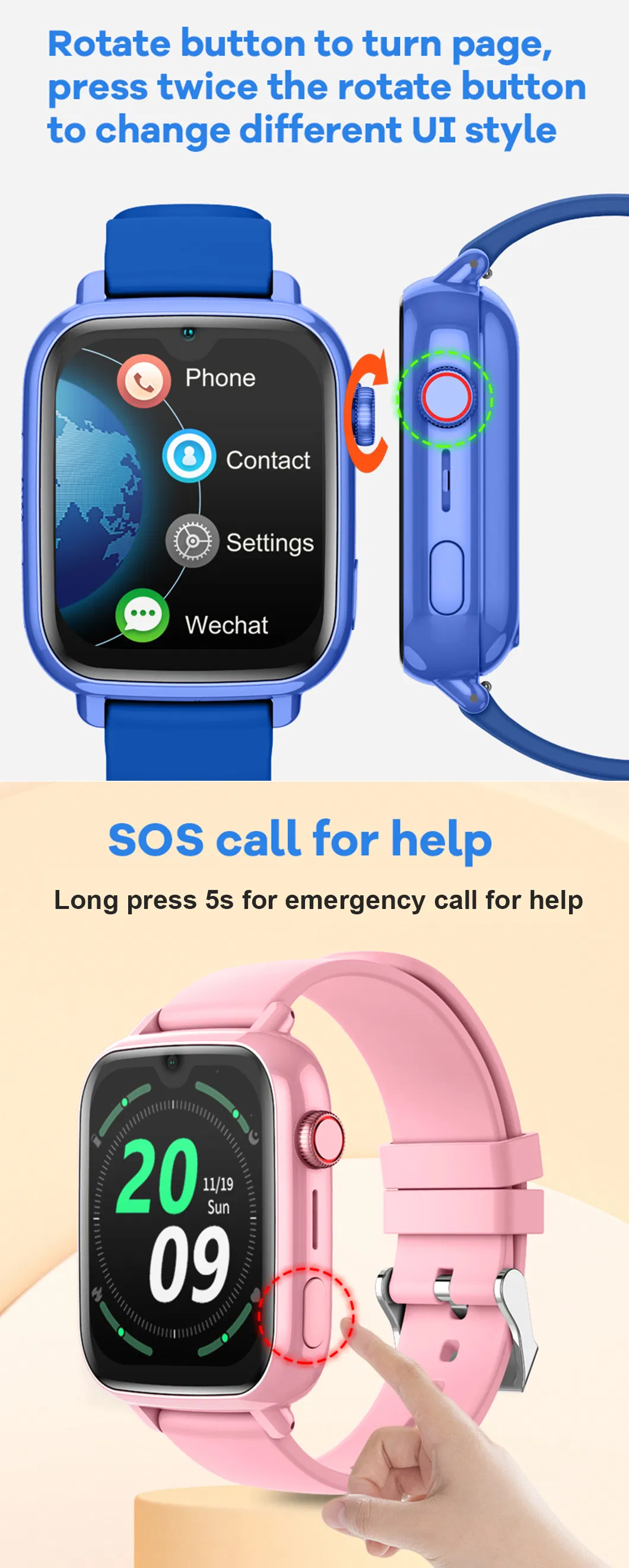 New Developed LTE Android 8.1 Kid GPS Watch Tracker with Calling and Voice Message Chat For Real Time Conection D49C