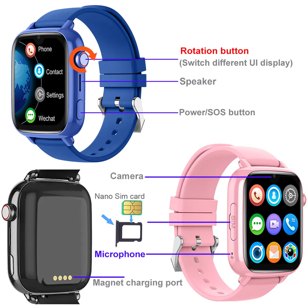 New Developed LTE Android 8.1 Kid GPS Watch Tracker with Calling and Voice Message Chat For Real Time Conection D49C