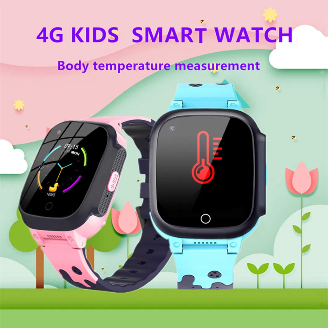 New LTE IP67 Waterproof Personal SOS Call Kids Body Temperature GPS Watch Tracker with HD Camera for Remote Snapshot D51