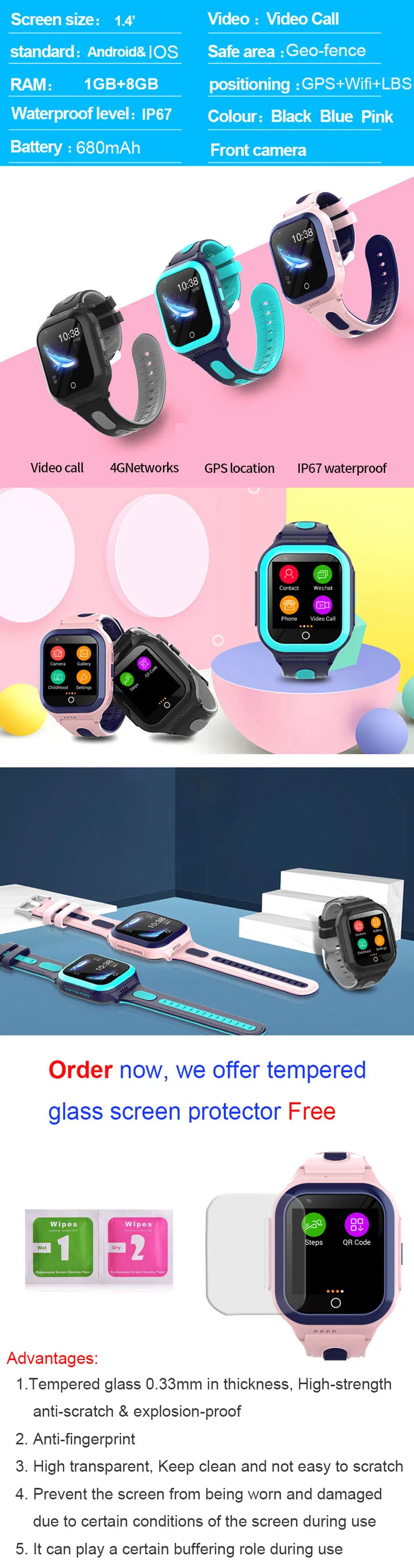 New Launched IP67 waterproof LTE Intelligent Kids GPS Phone Watch with Block Unknown numbers SOS call for avoid Kidnap Y45