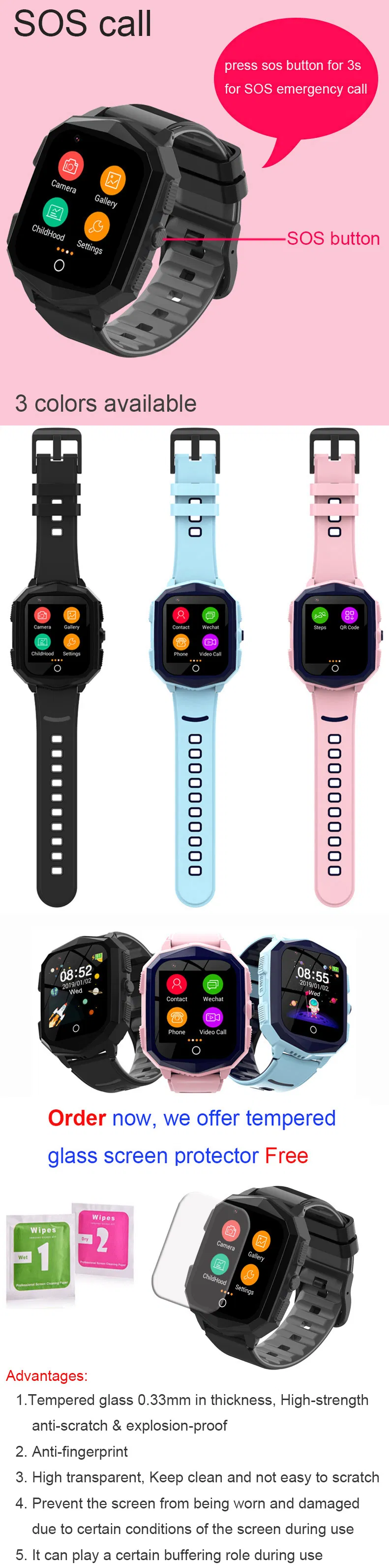 New launched 4G IP67 waterproof Kids GPS Tracking Students GPS Phone Watch with block unknown numbers SOS call for Emergency help Y49