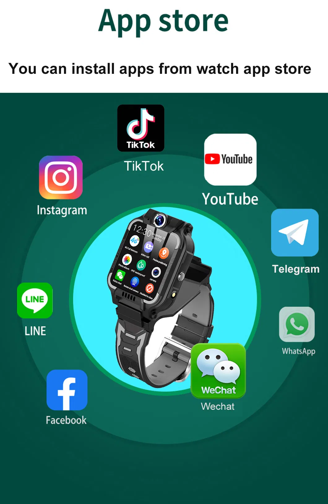 New launched China factory rotation 4G Waterproof IP67 Android GPS Tracker Watch with Whatsapp Video call D40P