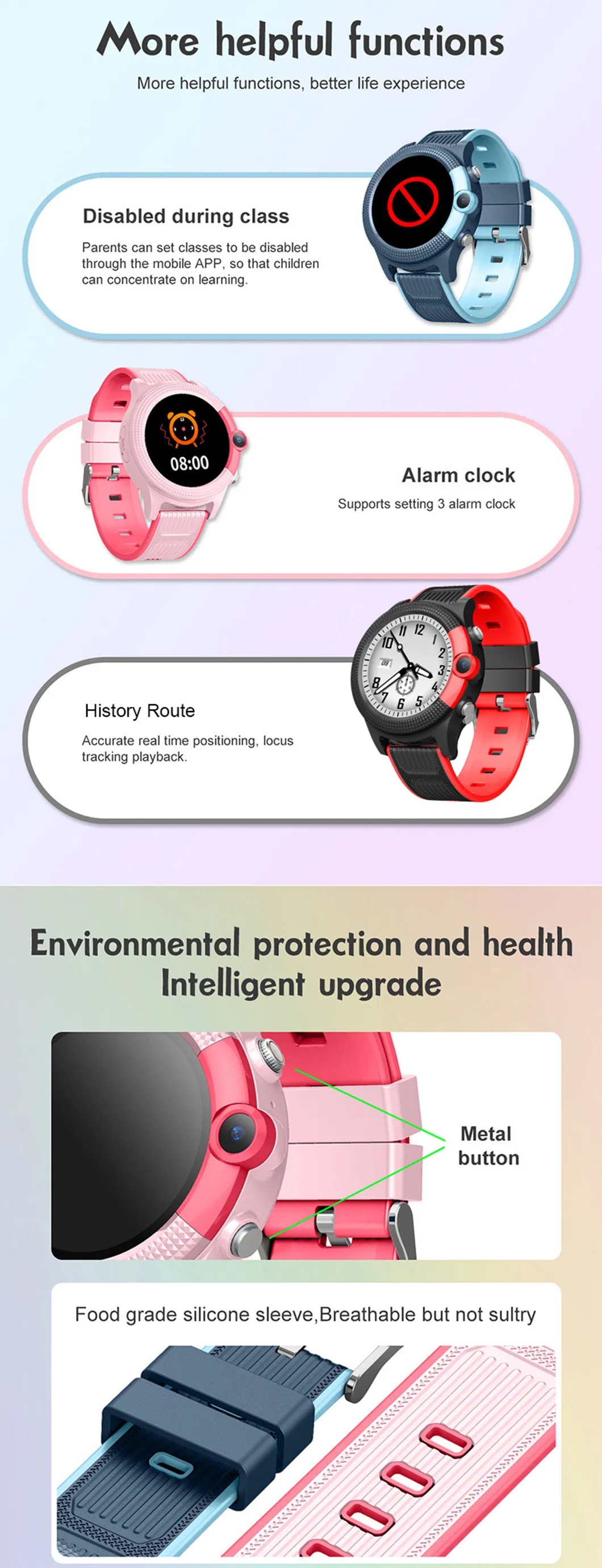 Round screen 4G video call IP67 waterproof Kids Parental control mobile Watch tracking Tracker GPS with live map location D42E