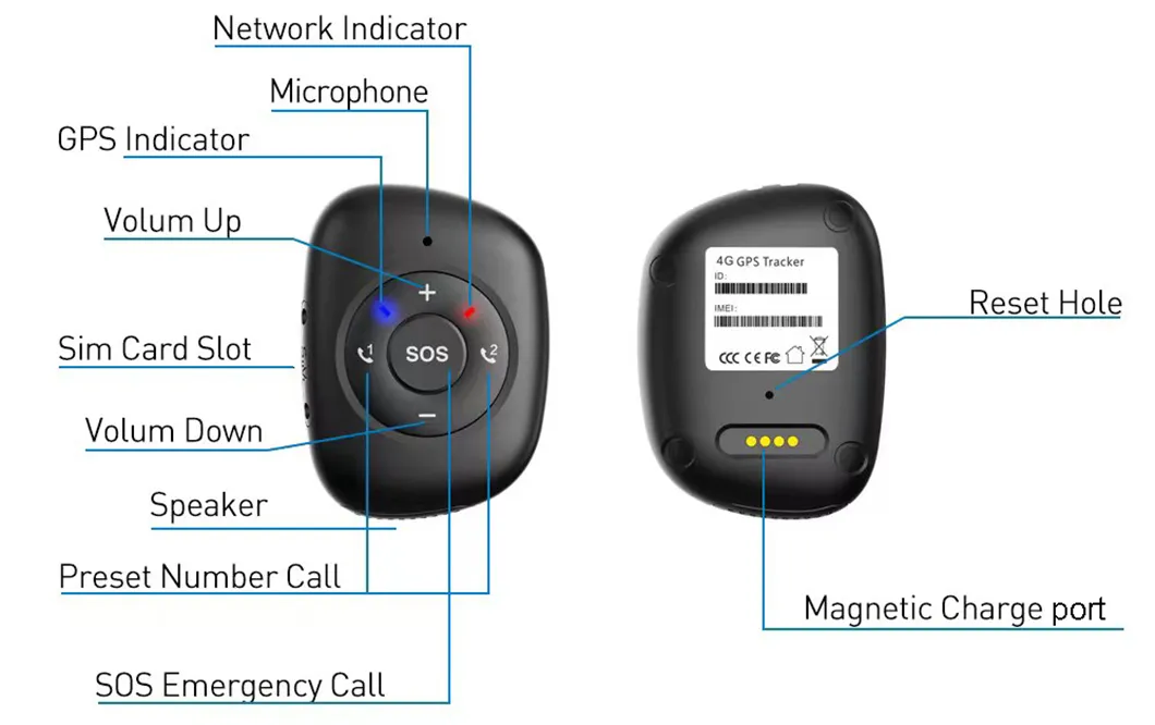 2024 new developed 4G elderly GPS tracking pendant with IP67 waterproof free App fall down detection Y41C