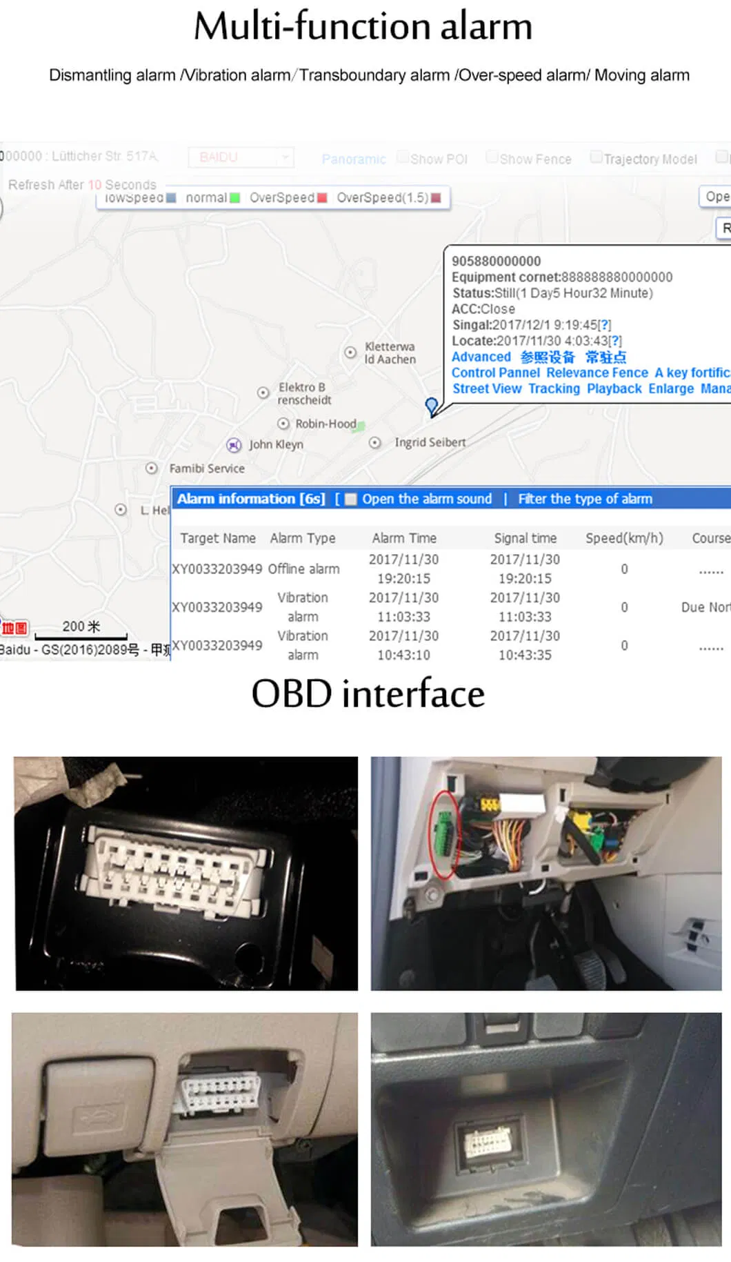 2G Easy Operation OBDII Fleet Management Car GPS Tracker for Car Vehicle Automotive T206