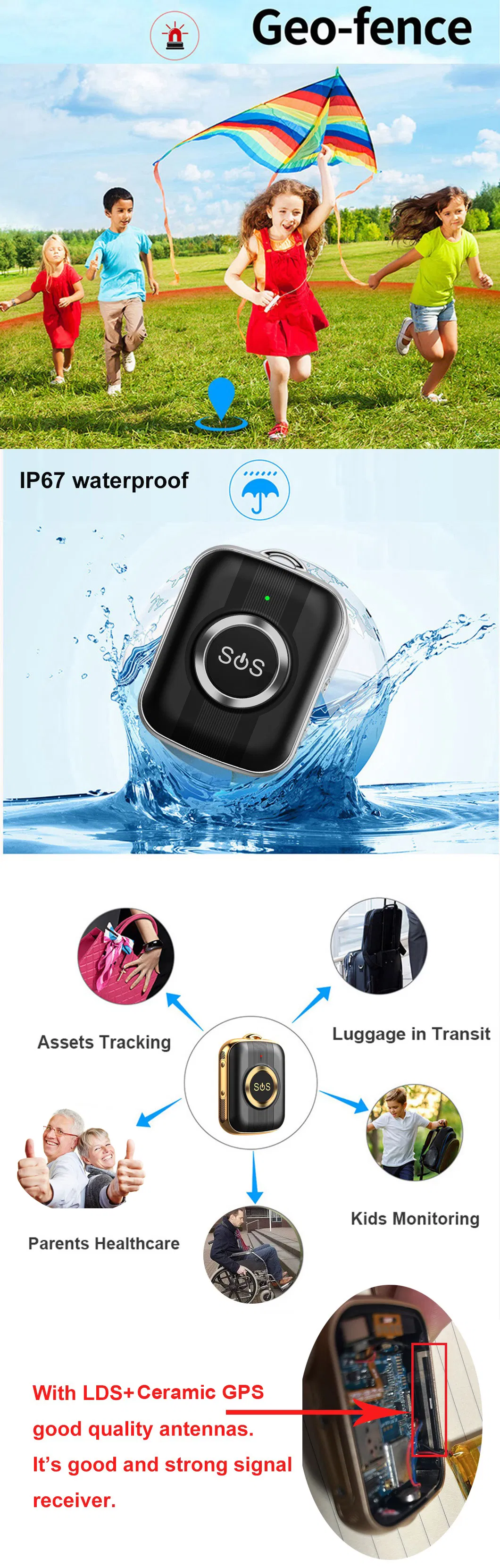 4G IP67 Waterproof Kids Elderly safety portable SOS Anti-Lost Mini GPS Tracking Device with fall Alerts Y41