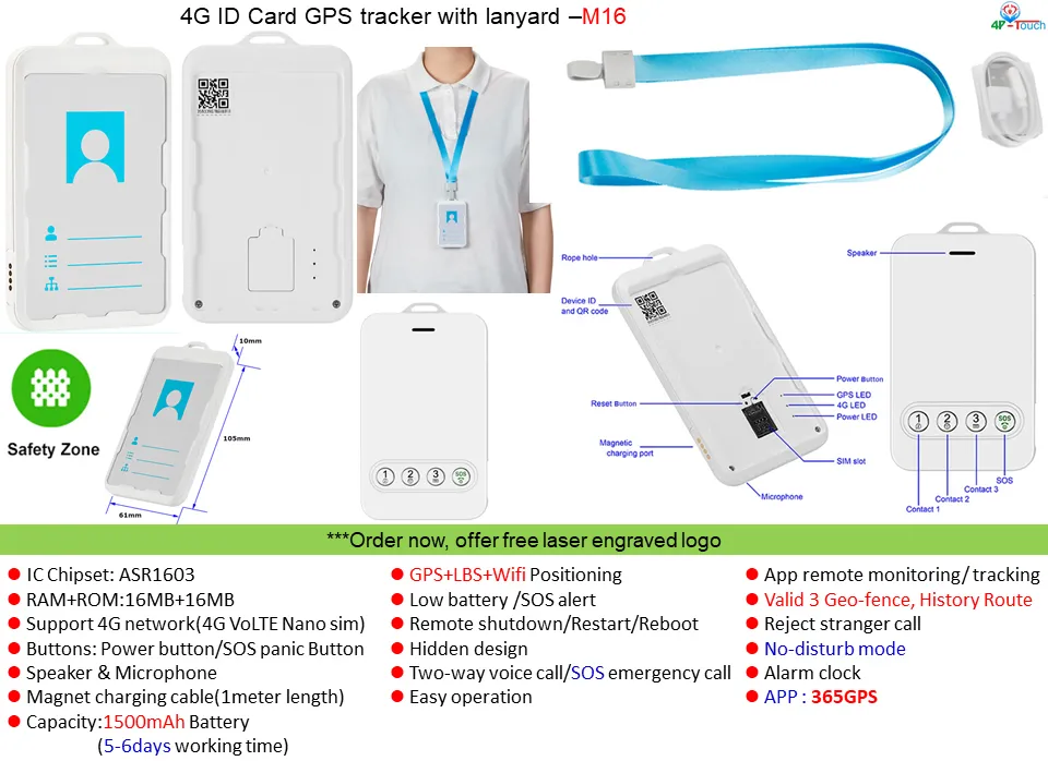 Best price slim ID card GPS tracker 4G real time students employee staff elderly GPS tracking device M16