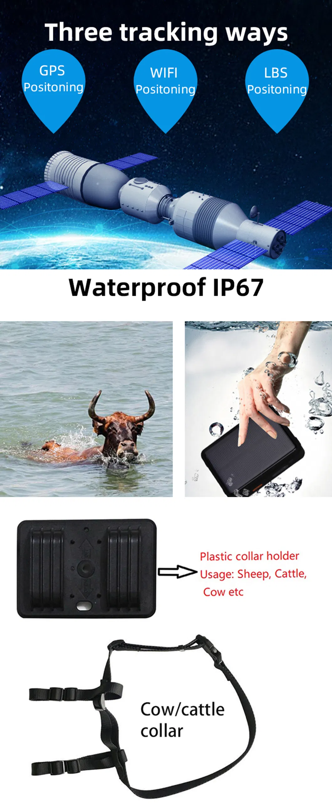 Factory Supply 4G IP67 Waterproof Solar Charging Large Battery Capacity Tracker GPS for Cattle with Multiple Ways Accurate Position V44