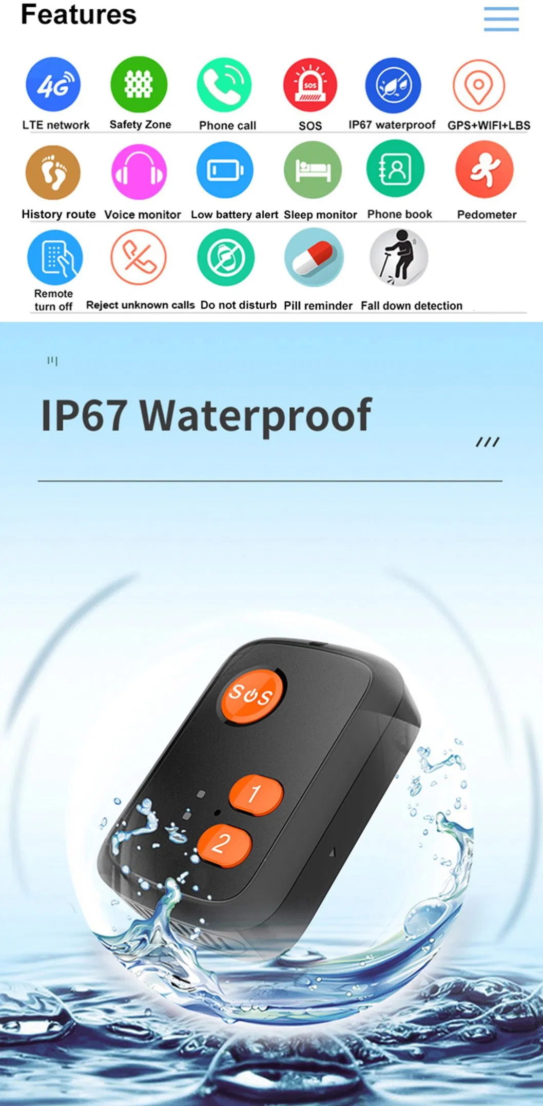 New design China factory 4G Waterproof personal safety Kids Adult GPS Tracker with fall down alert Y41E