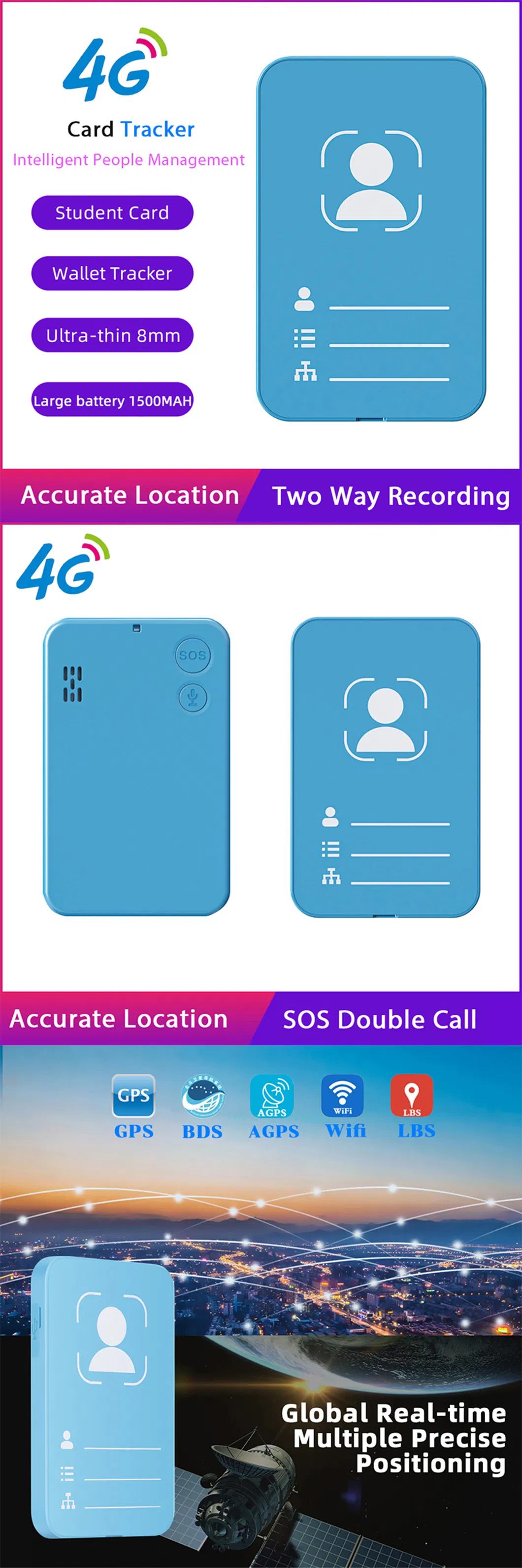 New launched 4G Student ID Card Tracking device GPS Tracker for school student M17