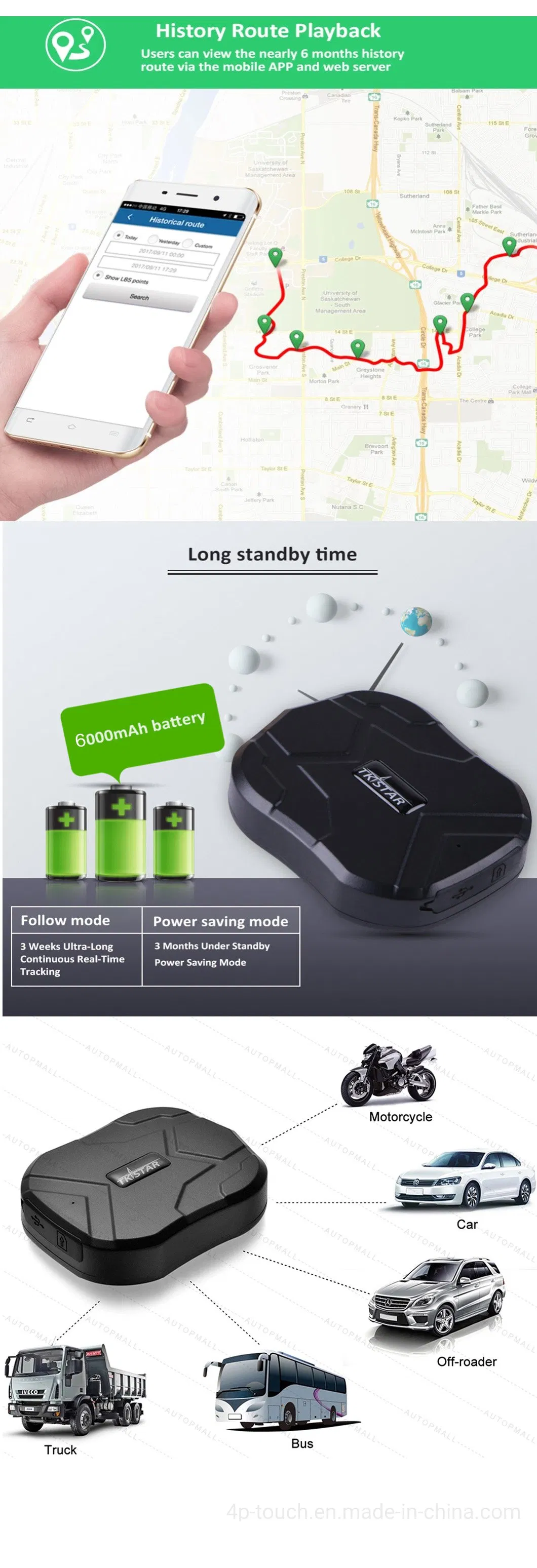 Quality Waterproof Magnetic 3 Months Standby GSM GPS Tracker Car Locator with Long Battery Life T905