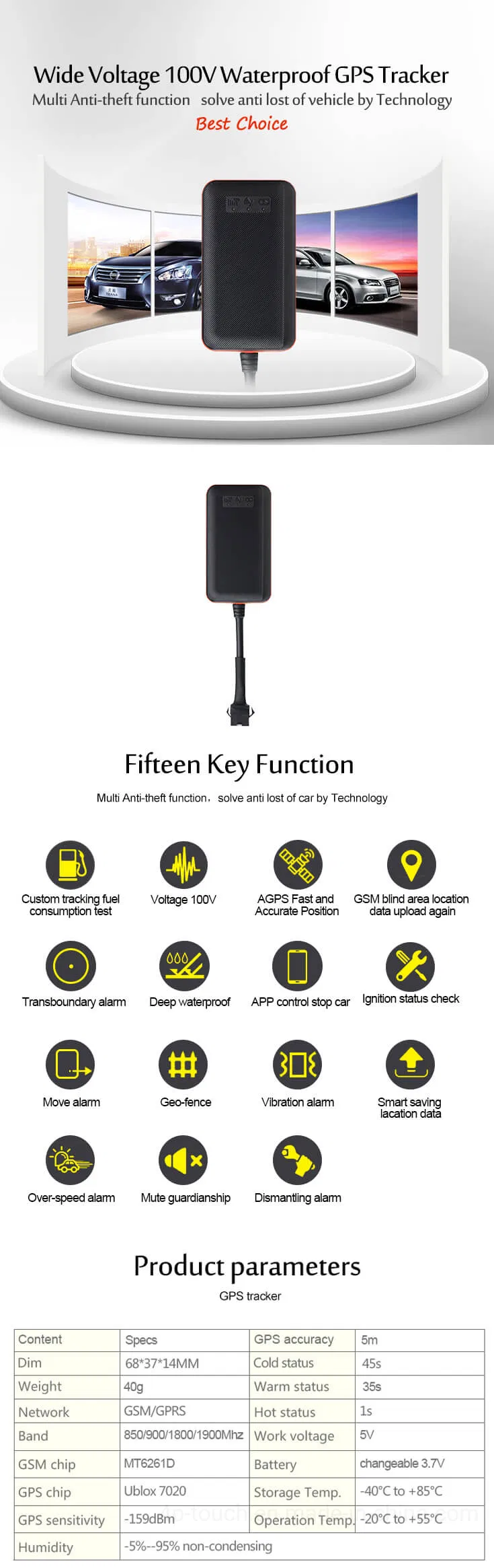 Wholesale Waterproof Factory Economic 2G Automotive Mini Vehicle GPS Tracker with Fuel capacity Measurement T108