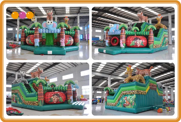 Animal Zoo Inflatable Park Safari Fun City Slide (AQ01761)