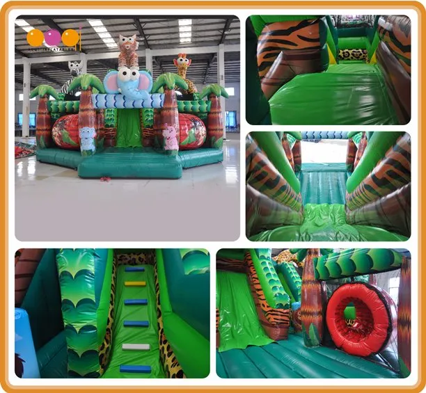 Animal Zoo Inflatable Park Safari Fun City Slide (AQ01761)