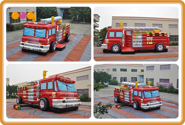 Aoqi Design Inflatable Fire Fighting Truck Car Bouncer for Kids (AQ02316-2)