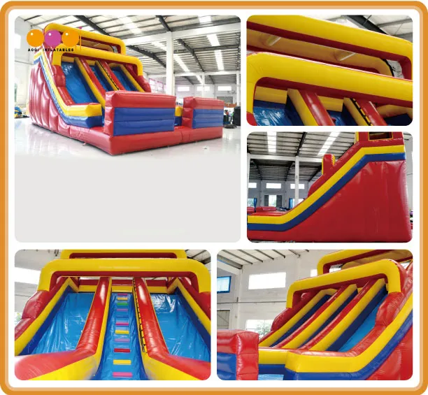 Aoqi Inflatables Cheap Price Inflatable Double Red and Yellow Slide (AQ943-2)