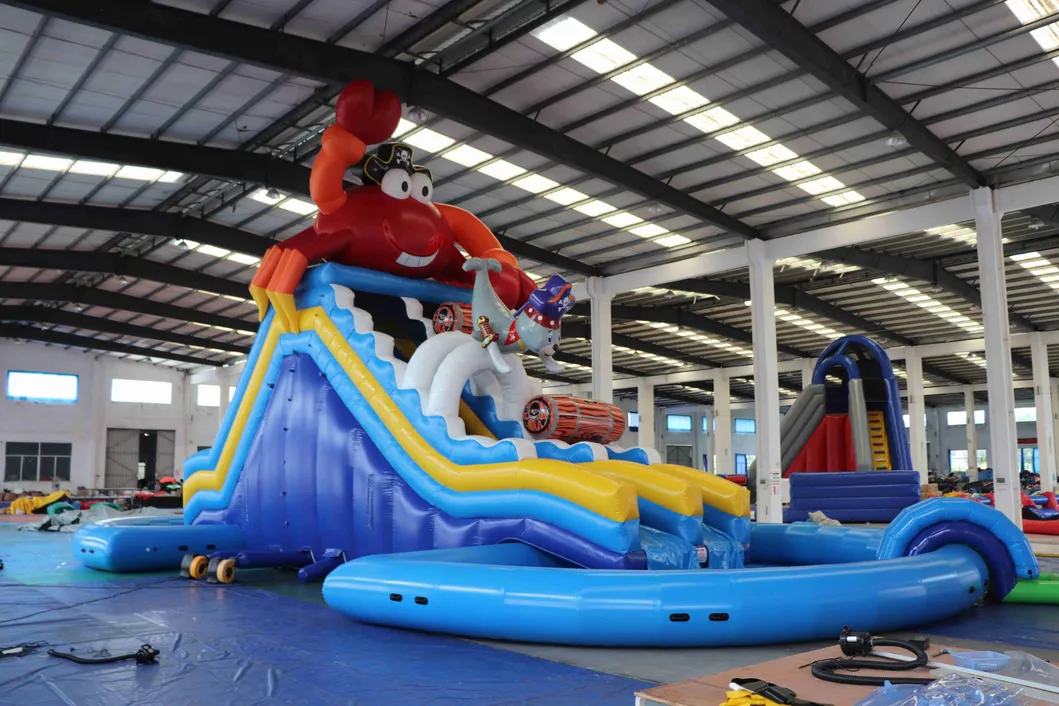 Aoqi New Designed Pirate Crab Inflatable Water Slide with Pool