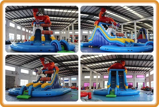 Aoqi New Designed Pirate Crab Inflatable Water Slide with Pool