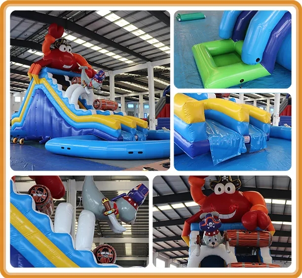 Aoqi New Designed Pirate Crab Inflatable Water Slide with Pool