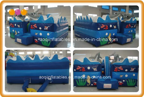 Blue Inflatable Ocean Bouncers House with Beautiful Printing (AQ02178)