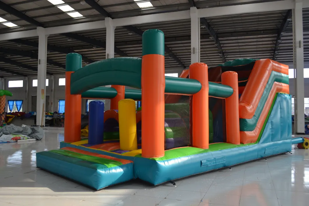 Child Green Inflatable Playground Safari Park Obstacle for Sale (AQ01104)