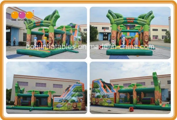 Child Green Inflatable Playground Safari Park Obstacle for Sale (AQ01104)