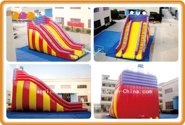 Clown High Slide with Dounble Climbing Wall Bouncing Inflatable Slide (AQ09130)