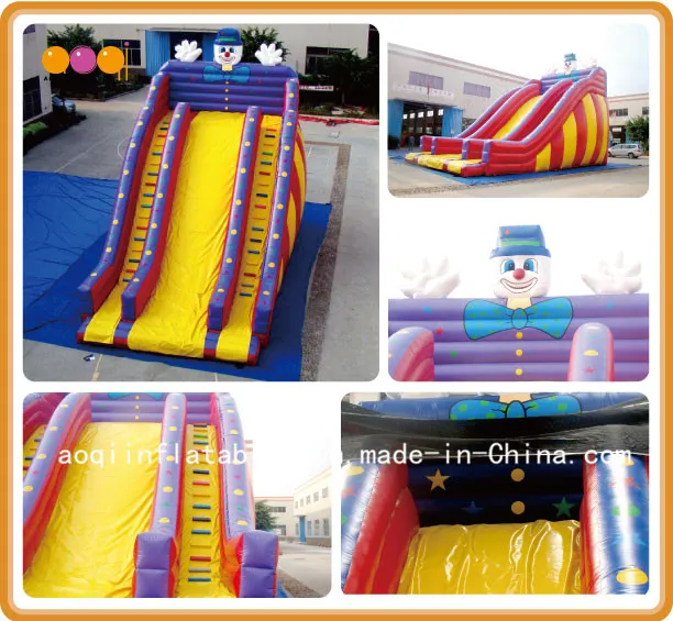 Clown High Slide with Dounble Climbing Wall Bouncing Inflatable Slide (AQ09130)