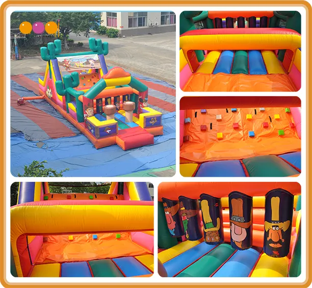 Cowboy Theme Bouncer Inflatable Obstacle Course with Slide (AQ01125)