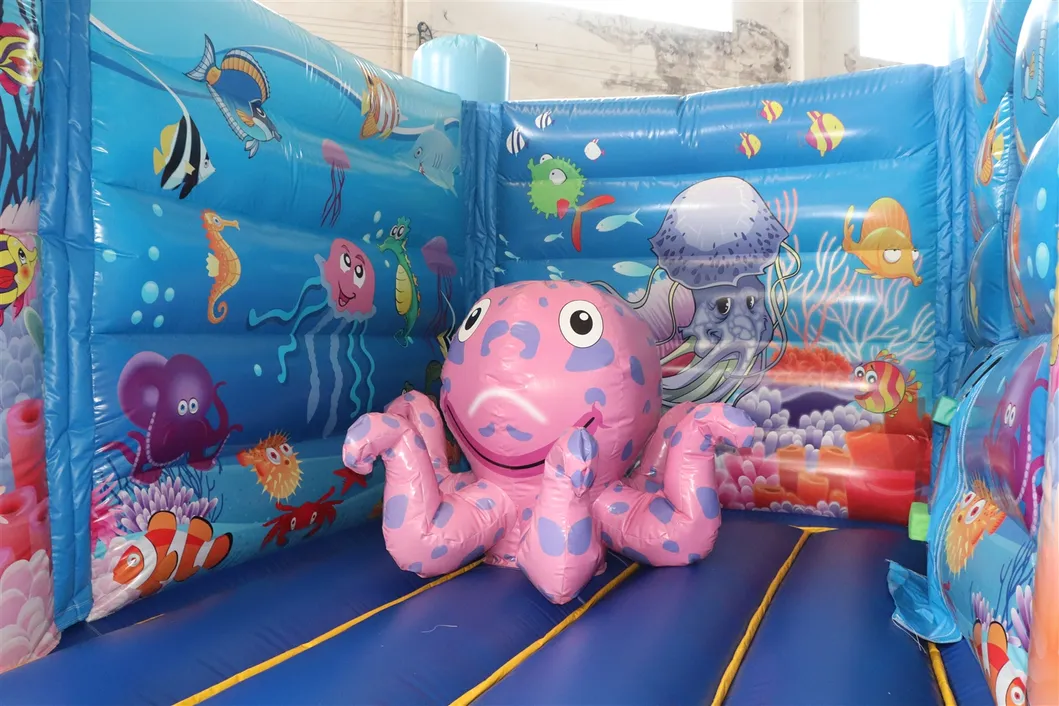 Dolphin Inflatable Jump Bouncer Slide Inflatable Undersea World Combo (AQ01742)