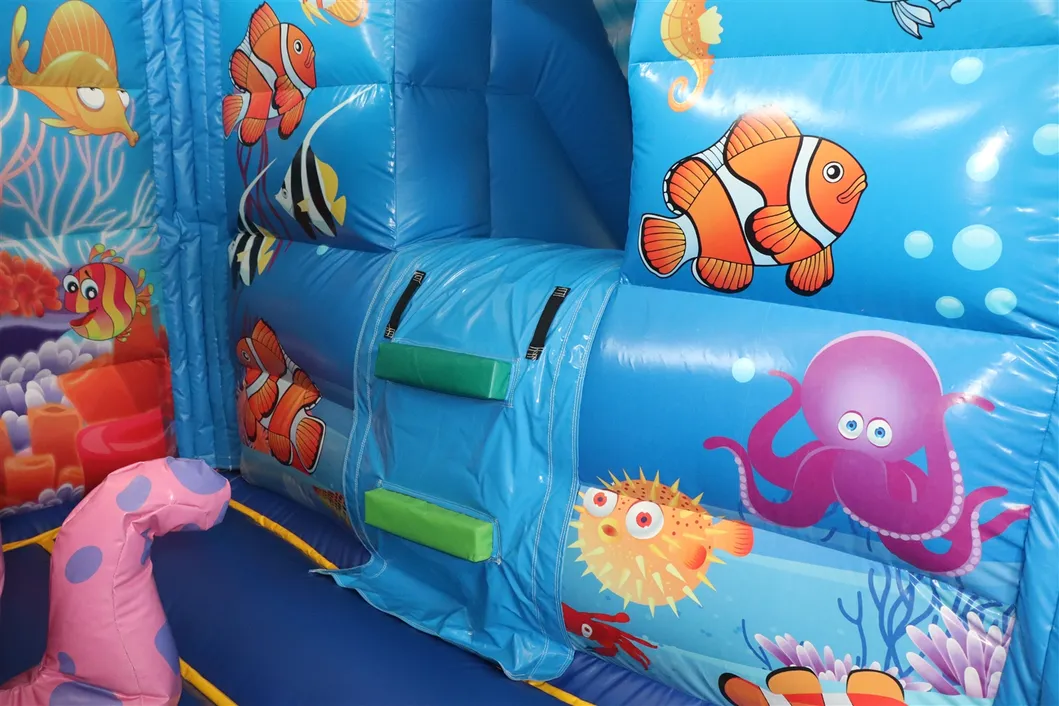 Dolphin Inflatable Jump Bouncer Slide Inflatable Undersea World Combo (AQ01742)