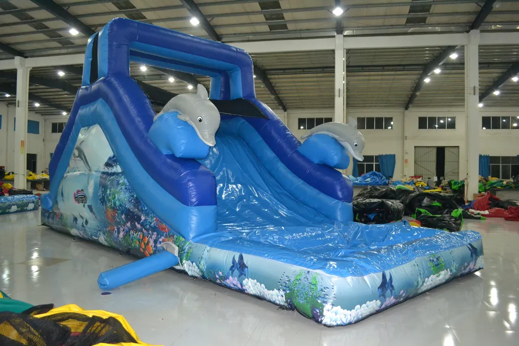 Dolphin Infltable Water Slide with Pool (AQ1079)