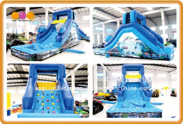 Dolphin Infltable Water Slide with Pool (AQ1079)