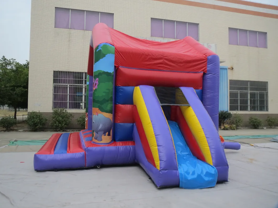 Factory Price Jungle Themed Combo Inflatables House with Slide (AQ641-1)