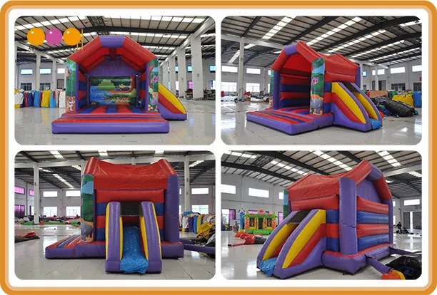 Factory Price Jungle Themed Combo Inflatables House with Slide (AQ641-1)