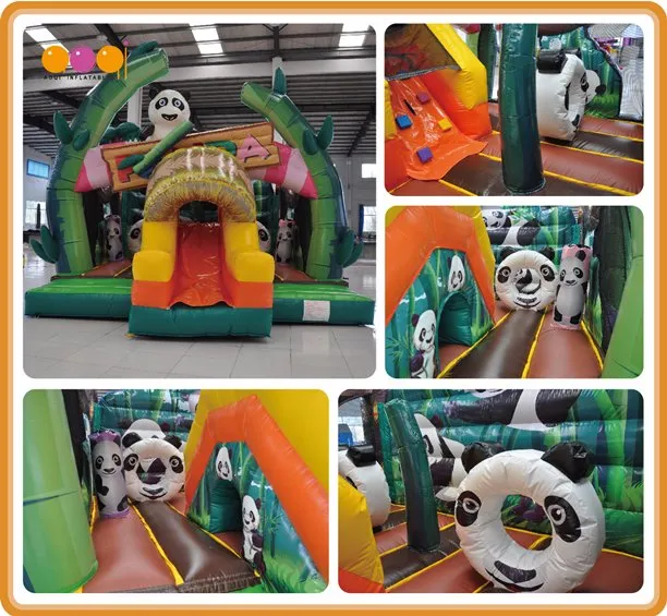 Funny Giant Panda Paradise Combo Inflatable Panda Bouncer with Slide (AQ01730)