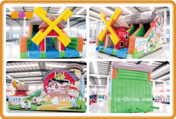 Happy Farm Slide Cartoon Printing Inflatable Slide for Outdoor Activities (AQ01233)