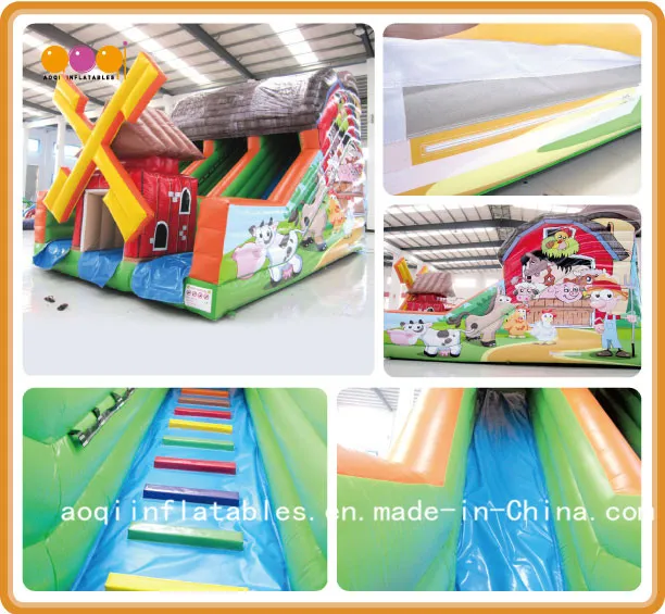 Happy Farm Slide Cartoon Printing Inflatable Slide for Outdoor Activities (AQ01233)