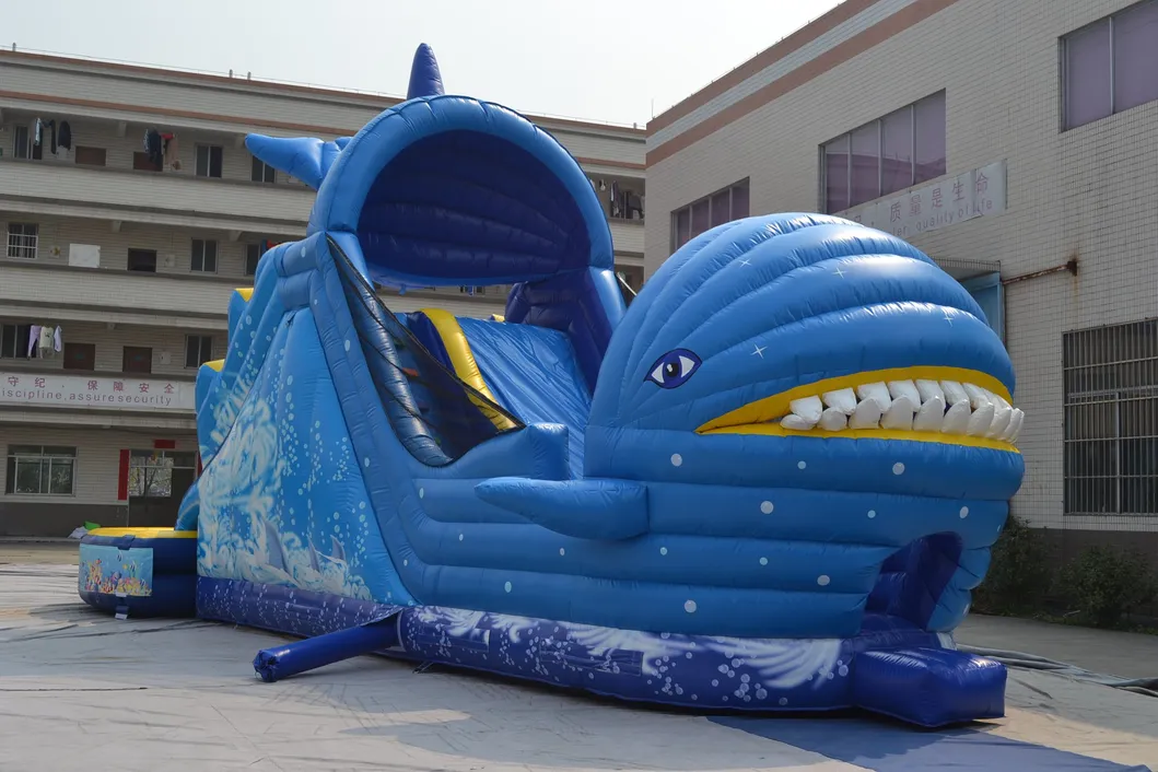 Hot Selling Shark Shape Inflatables Slide with Swimming Pool (AQ139)