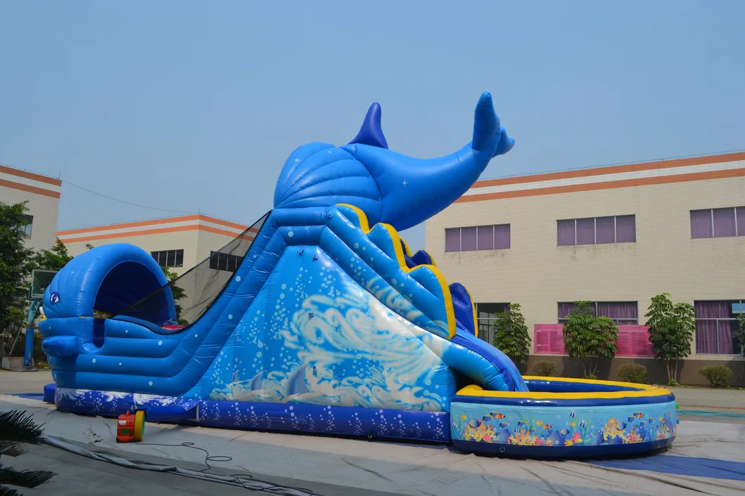 Hot Selling Shark Shape Inflatables Slide with Swimming Pool (AQ139)