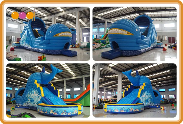 Hot Selling Shark Shape Inflatables Slide with Swimming Pool (AQ139)