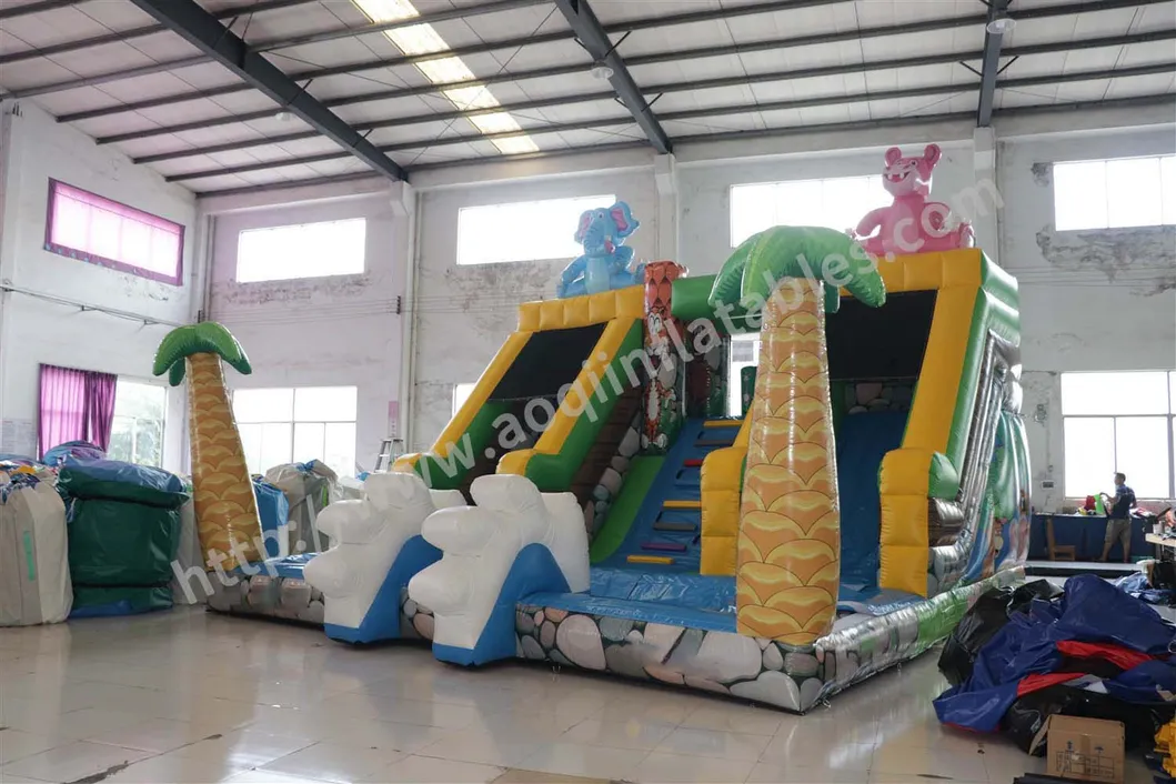 Indoor Water Park Animal Theme Dual Lanes Inflatable Water Slide (AQ01743)