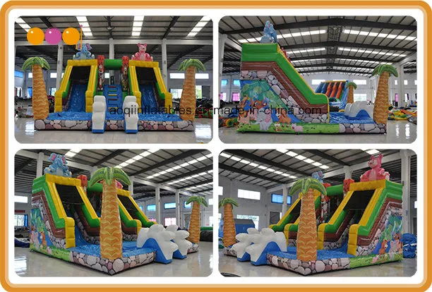 Indoor Water Park Animal Theme Dual Lanes Inflatable Water Slide (AQ01743)