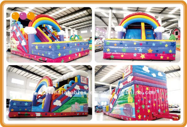 Inflatable Rainbow Slide with Bouncer (AQ01519)