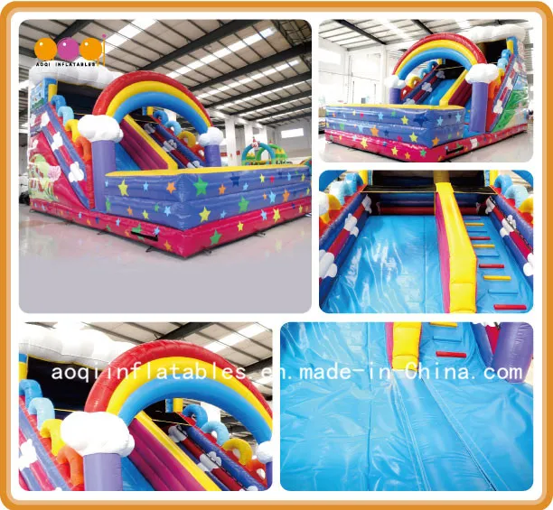 Inflatable Rainbow Slide with Bouncer (AQ01519)