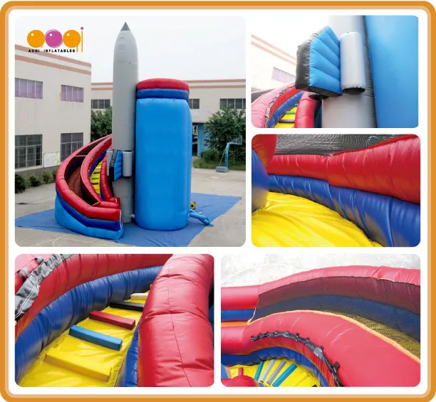 Inflatable Rocket Curve Slide (AQ1123-1)